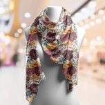 Foulard Bourgogne Orange Rustique Automne Aquarelle Floral<br><div class="desc">Burgundy Orange Rustique Automne Aquarelle d'automne Mariages floraux Acessoires Écharpes Châle présente un motif botanique aquarelle floral en bordeaux et orange sur un arrière - plan blanc. Parfait pour les mariages,  les demoiselles d'honneur,  cadeau d'anniversaire pour maman,  grand-mère,  amis et plus. Conçu par ©Evco Studio www.zazzle.com/store/evcostudio</div>