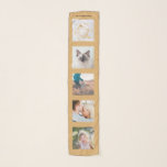 Foulard Camel Beige Nom personnalisé 5 Photo Collage<br><div class="desc">Nom de famille personnalisé 5 Photo Collage Scarf Photos personnalisées chameau beige modèle avec collage personnel personnalisé et unique,  grille d'image moderne et cool pour une belle idée cadeau de famille.</div>