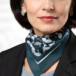 Foulard Cercles géométriques gris et blanc