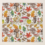 Foulard Champignons d'automne, feuilles, noix et baies sur<br><div class="desc">Motif vectoriel а et peint avec divers champignons d'automne,  feuilles tombés,  glands,  baies et insectes</div>