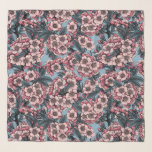 Foulard Cherry blossom in pink and blue<br><div class="desc">Hand drawn pattern with cherry blossom</div>