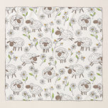 Foulard Chiens de comptage sur blanc<br><div class="desc">Tableaux et marguerites de doodles mignons peints à la main</div>