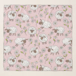 Foulard Chiens de comptage sur coton bonbon rose<br><div class="desc">Tableaux et marguerites de doodles mignons peints à la main</div>