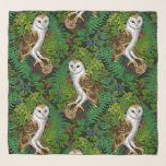 Foulard Chouettes, fougères, chênes et baies<br><div class="desc">Chouettes а et peintes,  souris,  baies et fougères forestières,  motif sans soudure</div>