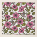 Foulard Colibris et fleurs d'hibiscus roses<br><div class="desc">Motif sans couture avec colibris dessinés à la main et fleurs d'hibiscus</div>