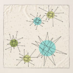 Foulard Éclats atomiques Iconiques<br><div class="desc">Ce motif de Starbursts atomique emblématique présente des étoiles atomiques emblématiques. C'est vrai ! L'ancienne école, arrière - plan crème avec des taches d'or est la toile de fond parfaite pour le céleri turquoise, apaisant, et les cercles kitsch vert poire. Les taches de couleur sont sporadiquement placées dans différentes tailles...</div>