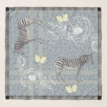 Foulard Élégant Moderne Eclectique Chic Vintage Bleu gris<br><div class="desc">Élégant et moderne,  le foulard en mousseline présente un design chic et éclectique bohème avec zèbres,  papillons,  silhouette empreinte de léopard et florale en bleu et gris vintage et une élégante bordure motif en damier noir et blanc. Conçu exclusivement pour vous par Happy Dolphin Studio.</div>