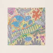 Foulard en chiffon botanique abstrait jaune