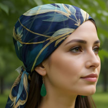 Foulard en chiffon mandala à fleurs bleues
