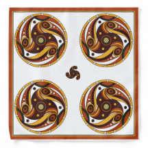 Foulard en soie éthno blanc Serpent Swirl Trypilli