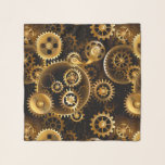 Foulard Équipements en laiton sans vapeur<br><div class="desc">Sans joint,  métal,  laiton,  or engrenages sur arrière - plan foncé rouillé. Style Steampunk.</div>