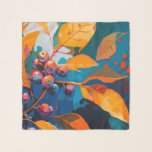 Foulard Feuilles d'automne peintes à la baie. forêt Abstra<br><div class="desc">Feuilles d'automne et fraise de canneberge. Abstraite forêt moderne automne nature huile peinte art dans les couleurs bleu jaune orange.</div>