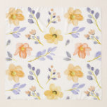 Foulard Fleurs de feuilles d'aquarelle Motif Peach Lilac<br><div class="desc">Des vibes d'été à porter avec un joli motif de fleurs et de feuilles dans les tons lilas,  pêche et corail.</div>
