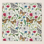 Foulard Fleurs sauvages et papillons<br><div class="desc">Collection peinte à la main de divers papillons et fleurs sauvages.</div>