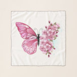 Foulard Flower Butterfly with Pink Sakura<br><div class="desc">Flower arrangement of pink butterfly with pink Japanese cherry blossoms on white background.</div>