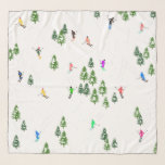 Foulard Freeride Skieurs alpins Ski illustration Ski<br><div class="desc">skieur d'hiver cool design motif avec skieurs skieurs sur les pistes de la station de ski alpin parmi des sapins enneigés dans les alpes. Les skieurs freeride portent des combinaisons de ski rétro vintages et colorées, descendent en ski avec des skis sur un arrière - plan de paysage de montagne...</div>