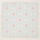 Foulard géométrique Abstraite, bleue, rose et blanc cassé<br><div class="desc">Motif géométrique simple en blanc cassé et bleu</div>