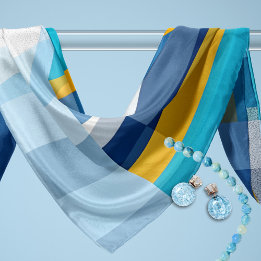 Foulard Géométrique Bleu et Jaune Gras