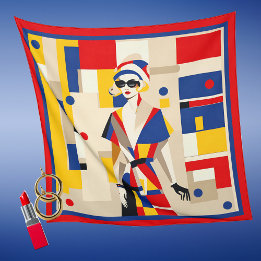 Foulard Géométrique Rétro d'une Femme