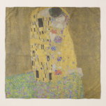 Foulard Gustav Klimt, Le Baiser<br><div class="desc">Écharpe avec la peinture de Gustav Klimt appelée "Le Baiser". Le tableau "The Kiss" est un tableau avec un homme et des femmes dans un baiser sur un faux arrière - plan or et vert. Personnalisable .</div>