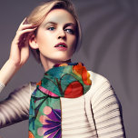Foulard Hippie colorée rétro Floral<br><div class="desc">Ce floral rouge et vert a un look amusant dessiné à la main qui pourrait être des années 1960. On l'imaginait avec l'IA.</div>