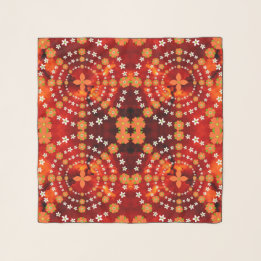 Foulard Joli motif floral mignonne jardin vert orange