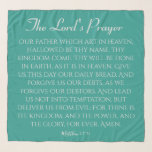 Foulard La prière du Seigneur Bleu Vert<br><div class="desc">La prière du Seigneur, Notre Père, qui est dans le ciel, sanctifié par ton Nom, ton royaume vient, ton règne sera fait, sur la terre comme dans le ciel. Donne-nous ce jour notre pain quotidien. Et pardonnez-nous nos dettes, comme nous pardonnons à nos débiteurs. Et ne nous menons pas à...</div>