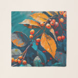 Foulard L'automne laisse de l'huile peinte. Nature feuilla<br><div class="desc">Feuilles d'automne et fraise de canneberge. Abstrait automne moderne nature huile peinte art dans les couleurs bleu rouge orange.</div>