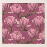 Foulard Le jardin de Magnolia<br><div class="desc">J'avais dessiné des fleurs de magnolia avec de l'encre puis je les redessinais et les colorais dans Illustrator pour faire le motif.</div>