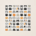 Foulard Le Motif des visages de chat| Cool Kitty Cat Lover<br><div class="desc">Un Accessoire De Mode Fun Feline. Le motif de dessins de chats comprend des chats domestiques longs et courts. Siamais,  chats noirs,  chat moustache,  calico,  chats rayés gris et blancs et tabby. Cette écharpe originale fait un cadeau parfait pour les mamans de chat.</div>