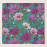Foulard Mélange cosmos bleu<br><div class="desc">Illustrations vectorielles dessinées à la main avec fleurs cosmos roses</div>