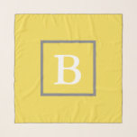 Foulard Modèle simple gris jaune et blanc<br><div class="desc">Le foulard de mousseline jaune a un grand monogramme blanc au centre,  que vous pouvez personnaliser avec votre initial.</div>