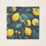 Foulard Motif du jardin de citron. Agrumes tropicaux jaune<br><div class="desc">Foulard motif citron jaune.</div>