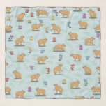 Foulard Motif mignon capybara<br><div class="desc">Un mignon motif de capybaras de dessin animé dans un champ de champignons. Le design a capybara courir et jouer parmi les champignons et autres champignons. Un design mignon pour les enfants, ou toute personne qui aime ces mignons rongeurs.</div>