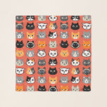 Foulard Motif Visages de chat | Cool Kitty Chat Lover's Re<br><div class="desc">Un Accessoire Fun Feline Fashion. Dessins de chat motif comprend des chatons domestiques longs et courts. Siamese,  chats noirs,  chat moustache,  calico,  chats rayés gris et blancs et tabby. Cette écharpe originale fait un cadeau parfait pour les mamans de chat.</div>