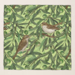 Foulard Nightingales dans l'olivier 2<br><div class="desc">Motif d'aquarelle peinte à la main avec 2 nightingales perchés sur des branches d'olivier</div>