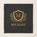 Foulard Noir et Or Personnalisé Stylo Nom Monogramme<br><div class="desc">Noir et Or Personnalisé Monogramme Stylish Nom. Pour plus de personnalisation,  cliquez sur le bouton "Customiser" et utilisez notre outil de conception pour modifier ce modèle.</div>