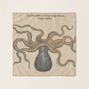 Foulard Octopus Kraken Illustration Vintage