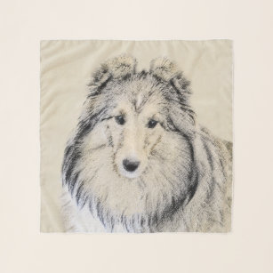 Foulard Peinture sur chien de Shetland - Belle art origina