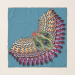 Foulard Plumes Oiseaux ailes colorées Illustré<br><div class="desc">Donnez-vous des ailes avec ce foulard qui présente des illustrations de plumes d'oiseaux aux couleurs vives et riches disposées en forme d'aile et dressées contre un arrière - plan bleu paon.</div>