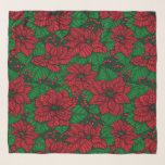 Foulard Poinsettia, motif de Noël<br><div class="desc">Motif de Noël tiré à la main avec des fleurs de poinsettia et des baies rouges</div>