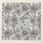 Foulard Pré Dandelion en noir et blanc<br><div class="desc">Motif vectoriel sans soudure avec des pandelions et des papillons dessinés à la main.</div>