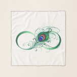 Foulard Symbole de l'Infinity<br><div class="desc">Le symbole de l'infinity with a bright, green, artistic peacock feather on a white background. Tattoo style.</div>