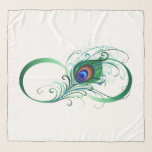 Foulard Symbole de l'Infinity<br><div class="desc">Le symbole de l'infinity with a bright,  green,  artistic peacock feather on a white background. Tattoo style.</div>