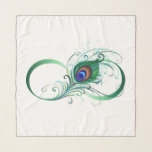 Foulard Symbole de l'Infinity<br><div class="desc">Le symbole de l'infinity with a bright, green, artistic peacock feather on a white background. Tattoo style.</div>