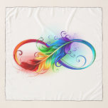 Foulard Symbole d'infini avec plume arc-en-ciel<br><div class="desc">Symbole artistique à l'infini avec belle plume arc-en-ciel sur arrière - plan blanc. Style tatouage.</div>