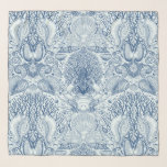 Foulard Trésors de plage en bleu<br><div class="desc">Illustration vectorielle dessinée à la main des coquillages coraux,  crabes et algues</div>