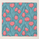 Foulard Tulipes en bleu et rouge<br><div class="desc">Tulipes en bleu et rouge,  motif sans soudure</div>