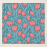 Foulard Tulipes en bleu et rouge<br><div class="desc">Tulipes en bleu et rouge, motif sans soudure</div>