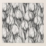 Foulard Tulipes en noir et blanc<br><div class="desc">Motif vectoriel dessiné à la main avec tulipes en noir et blanc</div>